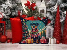 Load image into Gallery viewer, Rottweiler Christmas Throw Pillow - 14x14 Decorative Pillow – Art for Your Home &amp; Patio