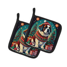 Load image into Gallery viewer, Saint Bernard Christmas Pot Holders - Set of 2 Decorative Kitchen Helpers | Made in the USA