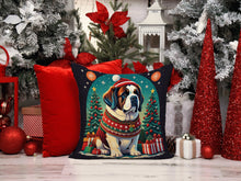 Load image into Gallery viewer, Saint Bernard Christmas Throw Pillow - 14x14 Decorative Pillow – Art for Your Home &amp; Patio