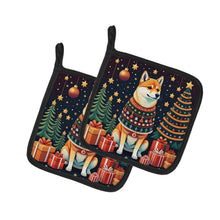 Load image into Gallery viewer, Shiba Inu Christmas Pot Holders - Set of 2 Decorative Kitchen Helpers | Made in the USA
