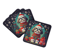 Load image into Gallery viewer, Shih Tzu Christmas Coasters - Set of 4 Lightweight Foam, Absorbent Drink Coasters