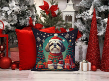 Load image into Gallery viewer, Shih Tzu Christmas Throw Pillow - 14x14 Decorative Pillow – Art for Your Home &amp; Patio