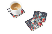 Load image into Gallery viewer, Siberian Husky Christmas Coasters - Set of 4 Lightweight Foam, Absorbent Drink Coasters