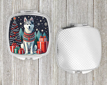 Load image into Gallery viewer, Siberian Husky Christmas Compact Mirror – Stylish Purse Mirror with Artistic Covers