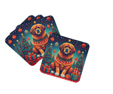 Load image into Gallery viewer, Tibetan Mastiff Christmas Coasters - Set of 4 Lightweight Foam, Absorbent Drink Coasters