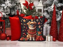 Load image into Gallery viewer, Tibetan Spaniel Christmas Throw Pillow - 14x14 Decorative Pillow – Art for Your Home &amp; Patio