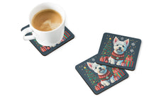 Load image into Gallery viewer, Westie Christmas Coasters - Set of 4 Lightweight Foam, Absorbent Drink Coasters