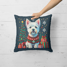 Load image into Gallery viewer, Westie Christmas Throw Pillow - 14x14 Decorative Pillow – Art for Your Home &amp; Patio