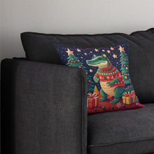 Load image into Gallery viewer, Alligator Christmas Throw Pillow - 14x14 Decorative Pillow – Art for Your Home &amp; Patio