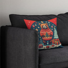Load image into Gallery viewer, Bear Christmas Throw Pillow - 14x14 Decorative Pillow – Art for Your Home &amp; Patio