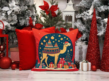 Load image into Gallery viewer, Camel Christmas Throw Pillow - 14x14 Decorative Pillow – Art for Your Home &amp; Patio