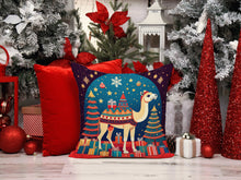 Load image into Gallery viewer, Camel Christmas Throw Pillow - 14x14 Decorative Pillow – Art for Your Home &amp; Patio