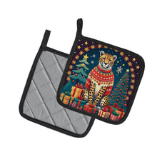 Load image into Gallery viewer, Cheetah Christmas Pot Holders - Set of 2 Decorative Kitchen Helpers | Made in the USA