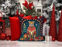 Load image into Gallery viewer, Cheetah Christmas Throw Pillow - 14x14 Decorative Pillow – Art for Your Home &amp; Patio