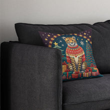 Load image into Gallery viewer, Cheetah Christmas Throw Pillow - 14x14 Decorative Pillow – Art for Your Home &amp; Patio