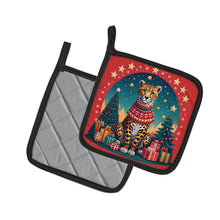 Load image into Gallery viewer, Cheetah Christmas Pot Holders - Set of 2 Decorative Kitchen Helpers | Made in the USA