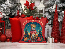Load image into Gallery viewer, Cheetah Christmas Throw Pillow - 14x14 Decorative Pillow – Art for Your Home &amp; Patio
