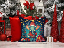 Load image into Gallery viewer, Elephant Christmas Throw Pillow - 14x14 Decorative Pillow – Art for Your Home &amp; Patio