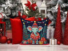 Load image into Gallery viewer, Elephant Christmas Throw Pillow - 14x14 Decorative Pillow – Art for Your Home &amp; Patio
