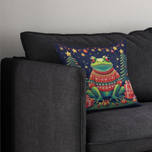 Load image into Gallery viewer, Frog Christmas Throw Pillow - 14x14 Decorative Pillow – Art for Your Home &amp; Patio