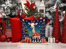 Load image into Gallery viewer, Giraffe Christmas Throw Pillow - 14x14 Decorative Pillow – Art for Your Home &amp; Patio