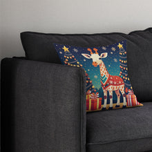 Load image into Gallery viewer, Giraffe Christmas Throw Pillow - 14x14 Decorative Pillow – Art for Your Home &amp; Patio