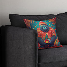 Load image into Gallery viewer, Gorilla Christmas Throw Pillow - 14x14 Decorative Pillow – Art for Your Home &amp; Patio