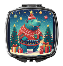 Load image into Gallery viewer, Hippopotamus Christmas Compact Mirror – Stylish Purse Mirror with Artistic Covers
