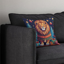 Load image into Gallery viewer, Lion Christmas Throw Pillow - 14x14 Decorative Pillow – Art for Your Home &amp; Patio