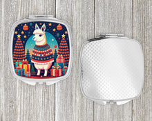 Load image into Gallery viewer, Llama Christmas Compact Mirror – Stylish Purse Mirror with Artistic Covers