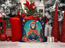 Load image into Gallery viewer, Monkey Christmas Throw Pillow - 14x14 Decorative Pillow – Art for Your Home &amp; Patio