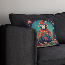 Load image into Gallery viewer, Monkey Christmas Throw Pillow - 14x14 Decorative Pillow – Art for Your Home &amp; Patio
