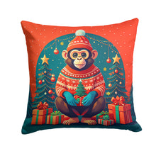 Load image into Gallery viewer, Monkey Christmas Throw Pillow - 14x14 Decorative Pillow – Art for Your Home &amp; Patio
