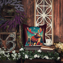 Load image into Gallery viewer, Moose Christmas Fabric Decorative Pillow