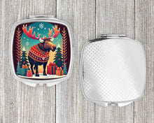Load image into Gallery viewer, Moose Christmas Compact Mirror – Stylish Purse Mirror with Artistic Covers