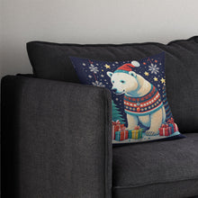 Load image into Gallery viewer, Polar Bear Christmas Throw Pillow - 14x14 Decorative Pillow – Art for Your Home &amp; Patio