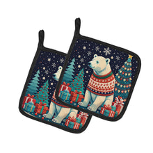 Load image into Gallery viewer, Polar Bear Christmas Pot Holders - Set of 2 Decorative Kitchen Helpers | Made in the USA