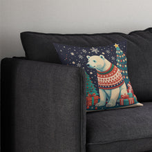 Load image into Gallery viewer, Polar Bear Christmas Throw Pillow - 14x14 Decorative Pillow – Art for Your Home &amp; Patio