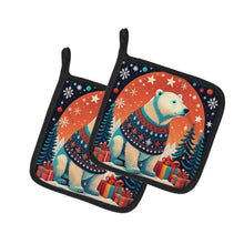 Load image into Gallery viewer, Polar Bear Christmas Pot Holders - Set of 2 Decorative Kitchen Helpers | Made in the USA