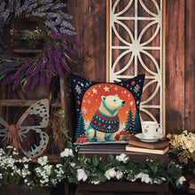 Load image into Gallery viewer, Polar Bear Christmas Fabric Decorative Pillow