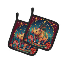 Load image into Gallery viewer, Rhinoceros Christmas Pot Holders - Set of 2 Decorative Kitchen Helpers | Made in the USA