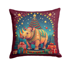 Load image into Gallery viewer, Rhinoceros Christmas Throw Pillow - 14x14 Decorative Pillow – Art for Your Home &amp; Patio