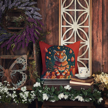 Load image into Gallery viewer, Tiger Christmas Fabric Decorative Pillow