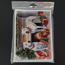 Load image into Gallery viewer, White Pit Bull Terrier Christmas Greeting Cards -  Blank Note Cards – 8-Pack of Artist-Designed Cards with Envelopes