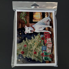 Load image into Gallery viewer, White Pit Bull Terrier Christmas Greeting Cards -  Blank Note Cards – 8-Pack of Artist-Designed Cards with Envelopes