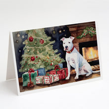 Load image into Gallery viewer, White Pit Bull Terrier Christmas Greeting Cards -  Blank Note Cards – 8-Pack of Artist-Designed Cards with Envelopes