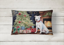 Load image into Gallery viewer, White Pit Bull Terrier Christmas Fabric Decorative Pillow