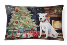 Load image into Gallery viewer, White Pit Bull Terrier Christmas Fabric Decorative Pillow