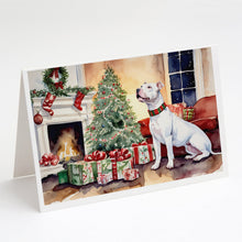 Load image into Gallery viewer, White Pit Bull Terrier Christmas Greeting Cards -  Blank Note Cards – 8-Pack of Artist-Designed Cards with Envelopes