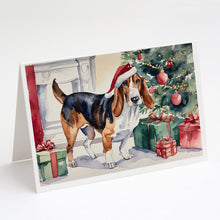 Load image into Gallery viewer, Basset Hound Christmas Greeting Cards -  Blank Note Cards – 8-Pack of Artist-Designed Cards with Envelopes